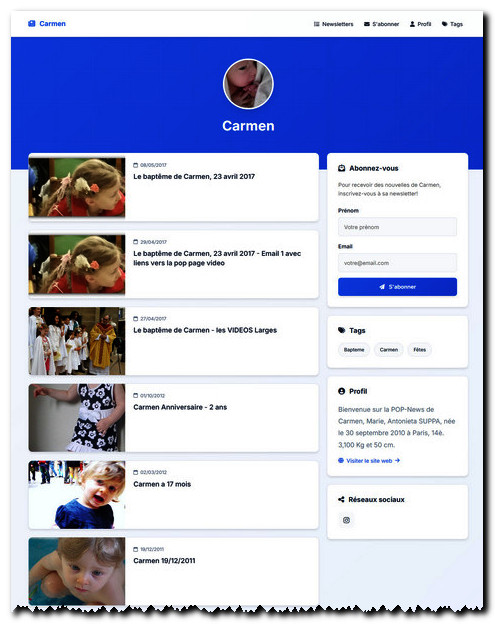 Une newsletter intégrée, des stats, un formulaire d'ahésion, etc.